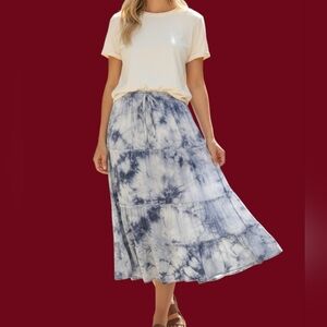 Vtg BOHEMIAN CAFE Marble Tie Dye Tiered Grunge Hippie Festival Skirt